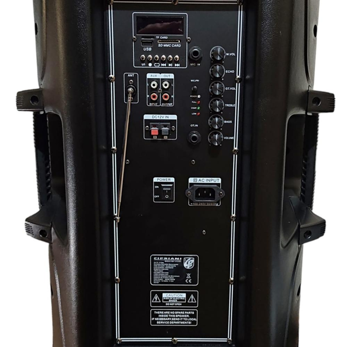 Parlante Portatil Karaoke 2x15'' Cipriani CWF-218 MIC 4