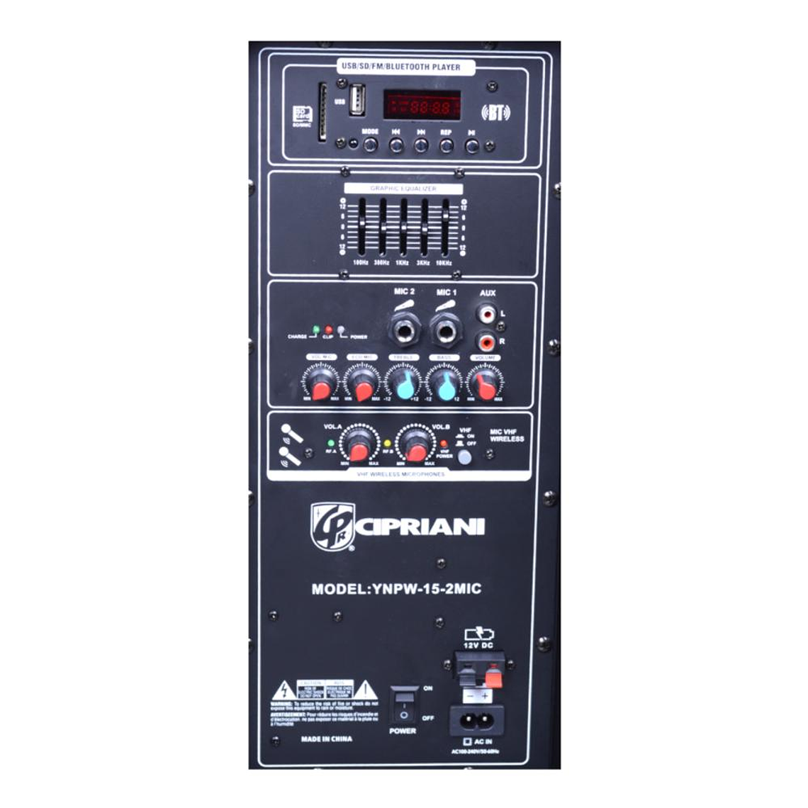 Parlante Portatil Karaoke 15'' Cipriani YNPW-15-2MIC 3