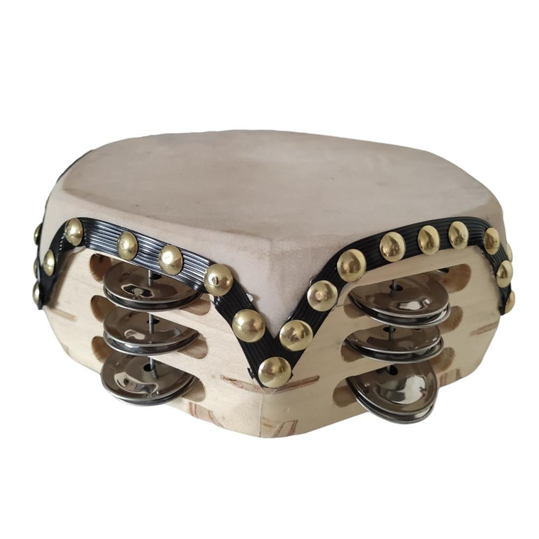 Pandero cuequero hexagonal 8'' Mlion 3 Filas Negro 1