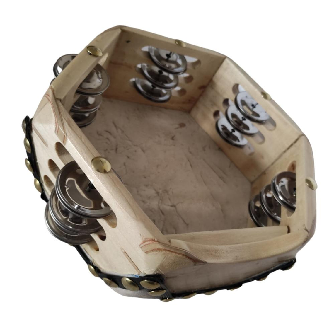 Pandero cuequero hexagonal 8'' Mlion 3 Filas Negro 2