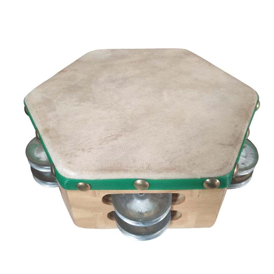 Pandero Cuequero Hexagonal 8'' Castellon Verde 1