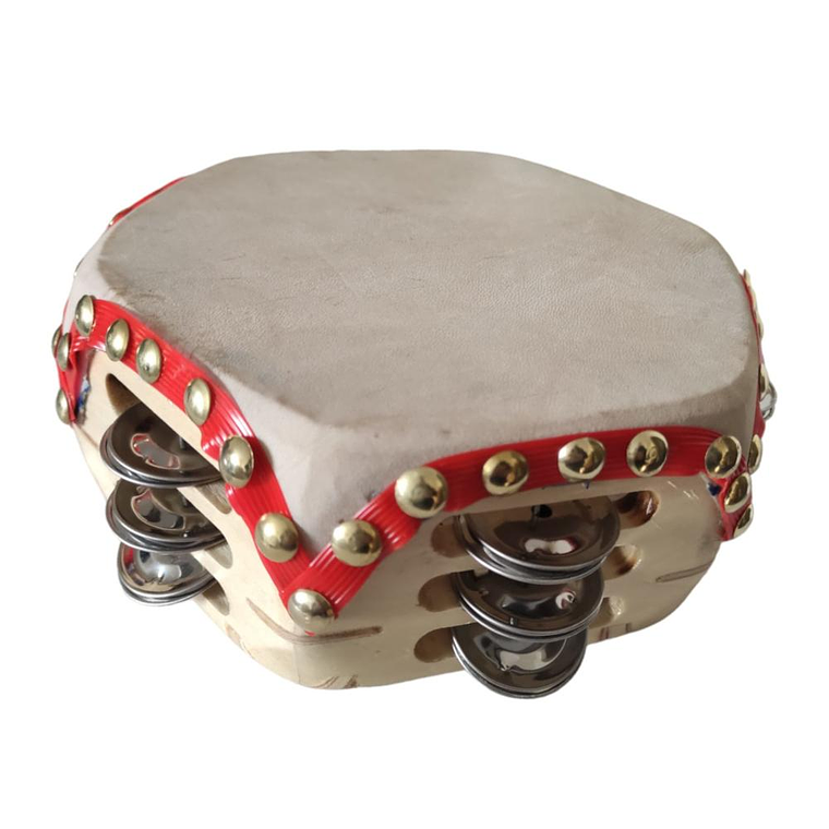 Pandero cuequero hexagonal 8'' Mlion 3 Filas Rojo 1