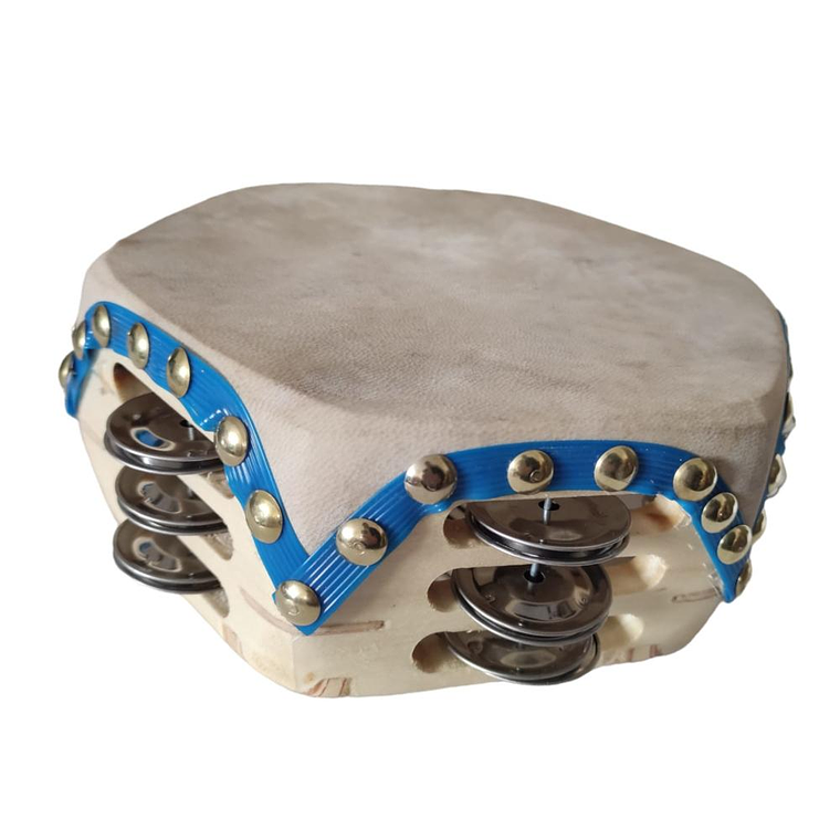 Pandero cuequero hexagonal 8'' Mlion 3 Filas Azul 1