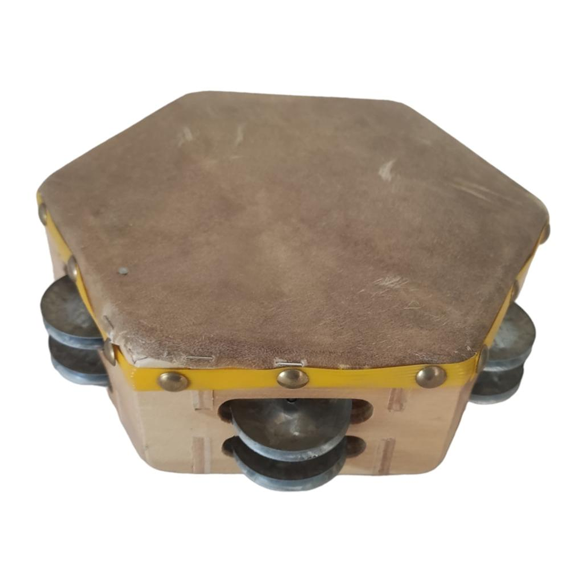 Pandero Cuequero Hexagonal 8'' Castellon Amarillo 1
