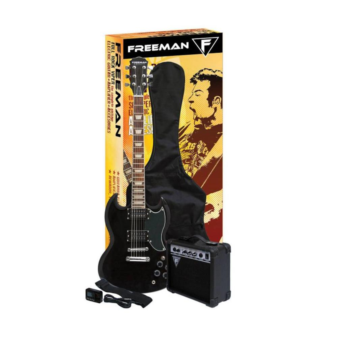 Pack de Guitarra Electrica Freeman Full Rock Viper BK 1