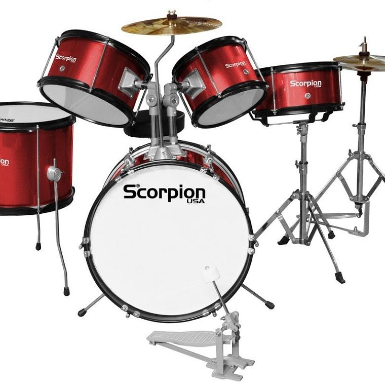 Bateria acustica de 5 piezas Junior Scorpion SCB-5 Roja 1