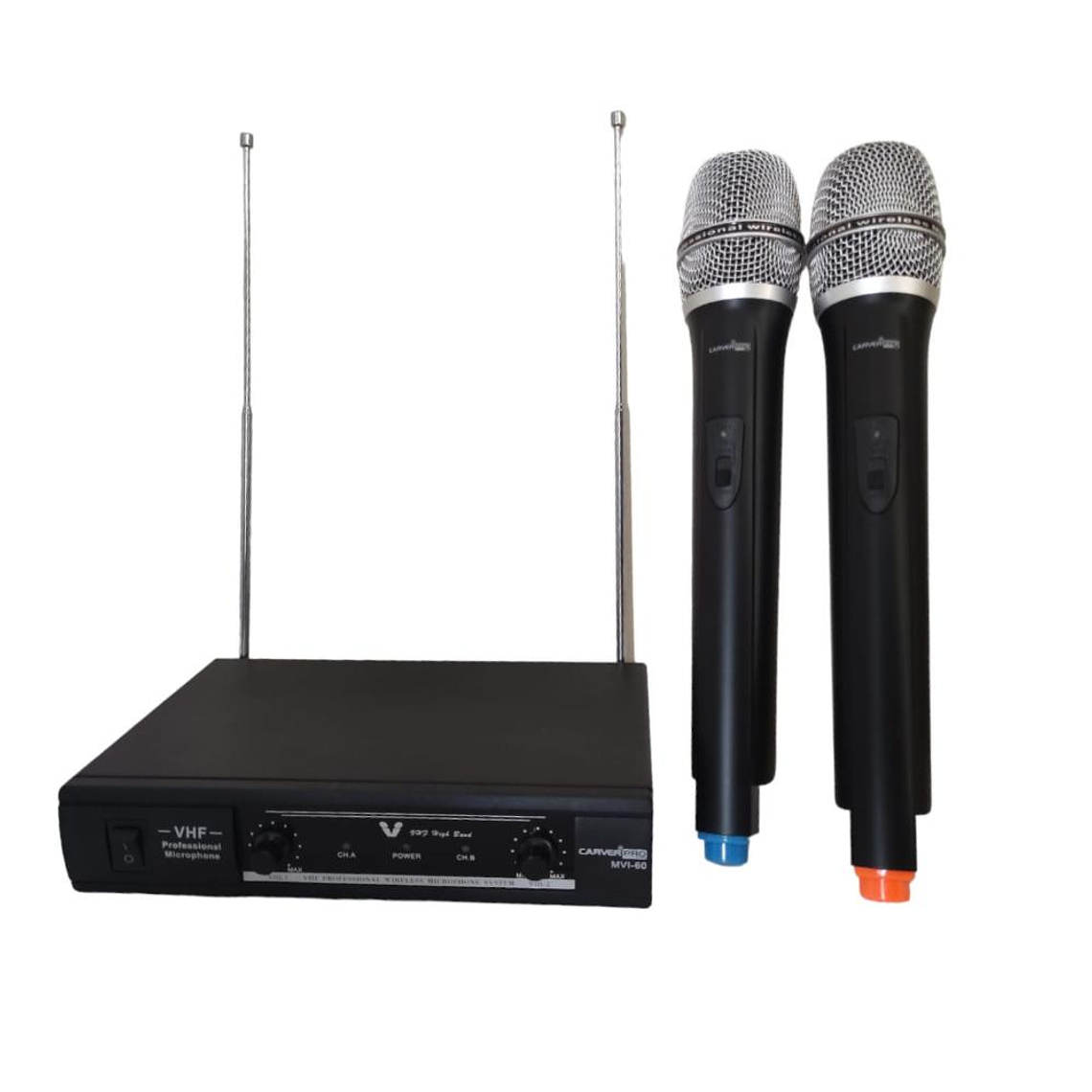 Set 2 microfonos inalambricos VHF CarverPro MVI-60/CS 2