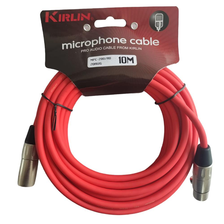 Cable Microfono XLR 10 mts Kirlin MPC-280 10M Rojo 1