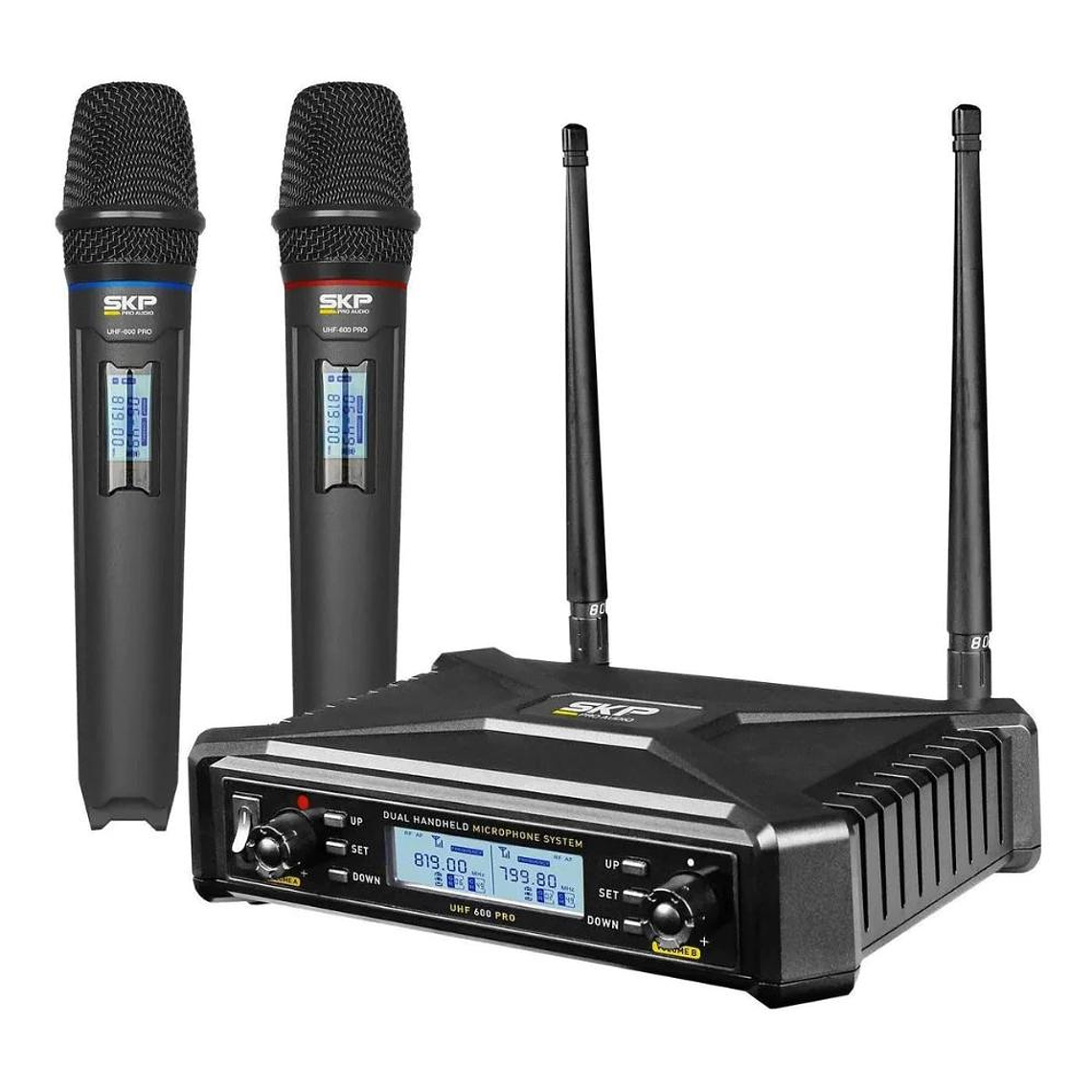 Microfono Inalambrico Doble SKP UHF 600 Pro 1