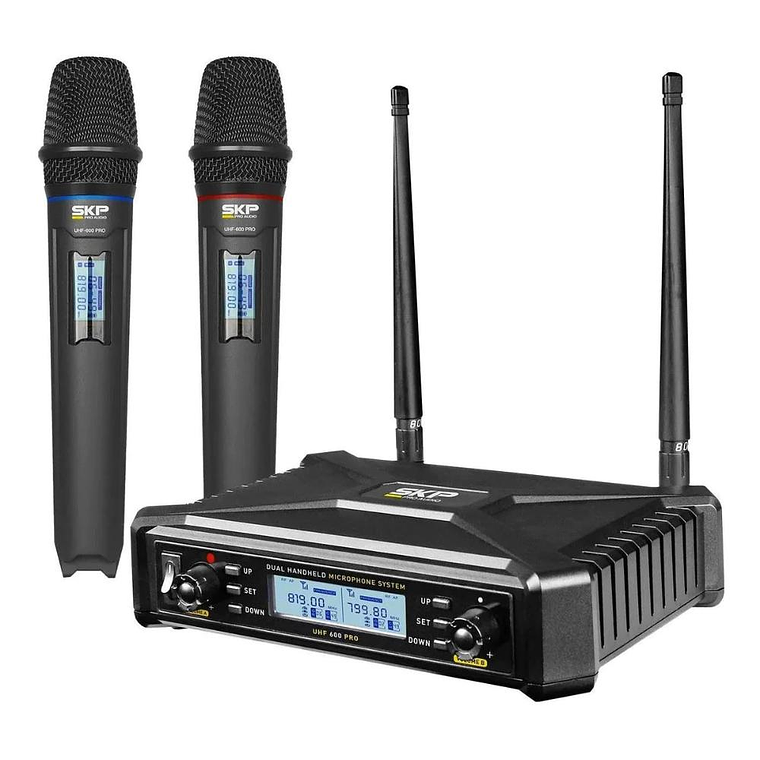 Microfono Inalambrico Doble SKP UHF 600 Pro 1