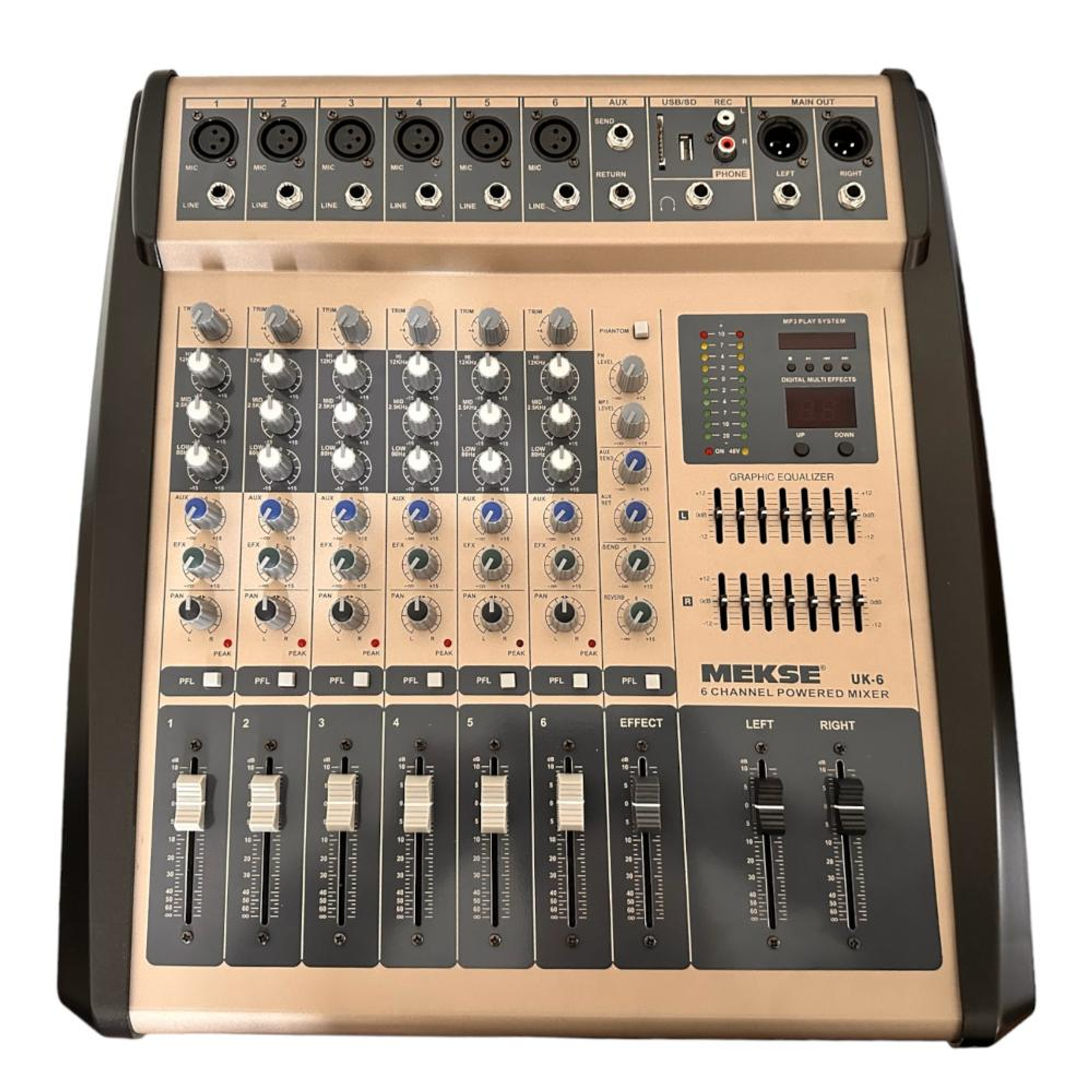 Mixer Amplificado 6 Canales Mekse UK-6