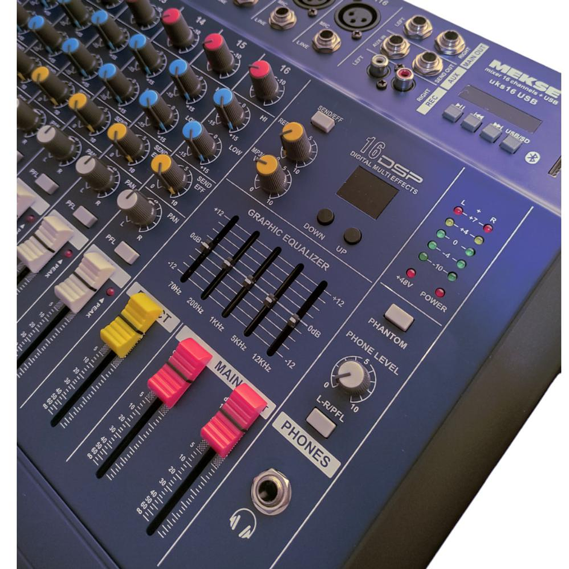 Mixer Amplificado 16 canales Mekse uks16 USB 3
