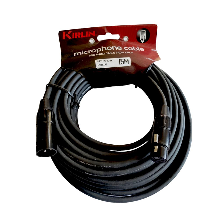 Cable Microfono XLR 15 mts Kirlin MPC-270/BK 15M 1