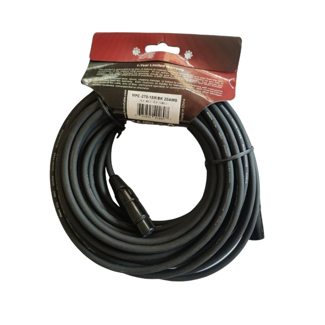 Cable Microfono XLR 15 mts Kirlin MPC-270/BK 15M 2