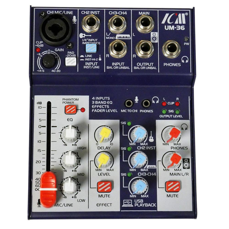 Mixer interfaz de audio 4 canales ICM UM-36 1