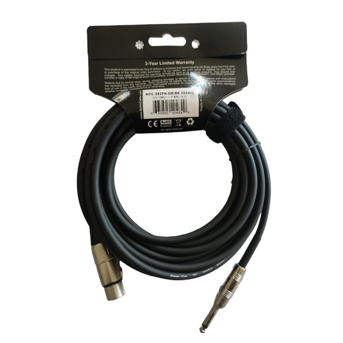 Cable XLR-Plug 6,3mm de 6 mt Kirlin MPC-282PN/BK 6M 2
