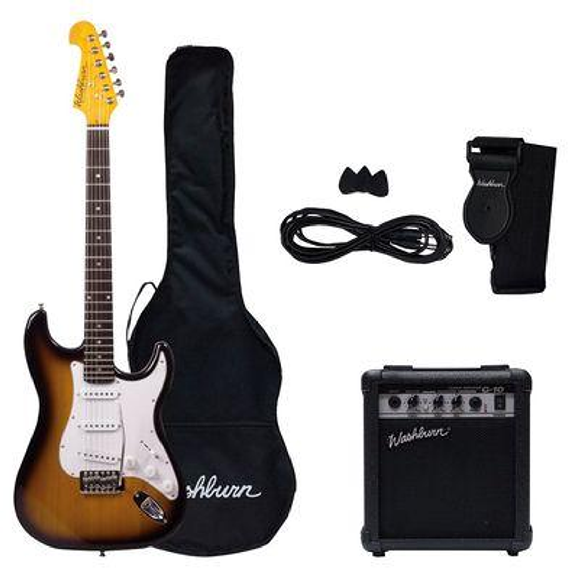 Pack de guitarra electrica Washburn WS300TS Sunburst 1