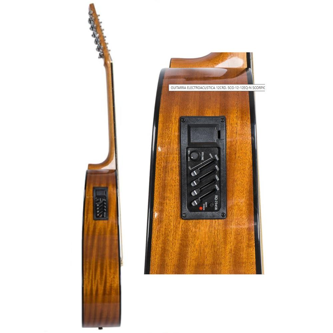 Guitarra 12 cuerdas electroacústica Scorpion SCG-12 EQ-N 3
