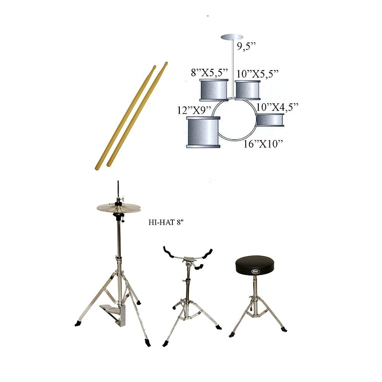 Batería acústica Junior RMX JUDR-1A Azul 2