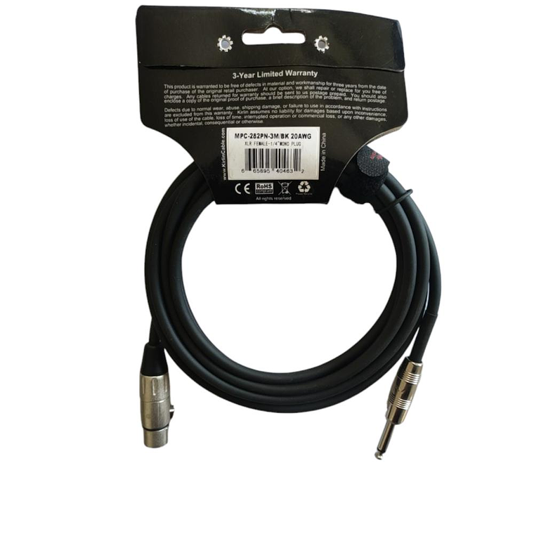 Cable XLR-Plug 6,3mm de 3 mt Kirlin MPC-282PN/BK 3M 2