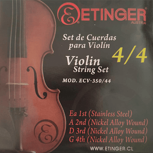 Set de cuerdas para violin 4/4 Etinger ECV-350