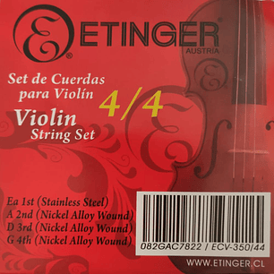 Set de cuerdas para violin 4/4 Etinger ECV-350