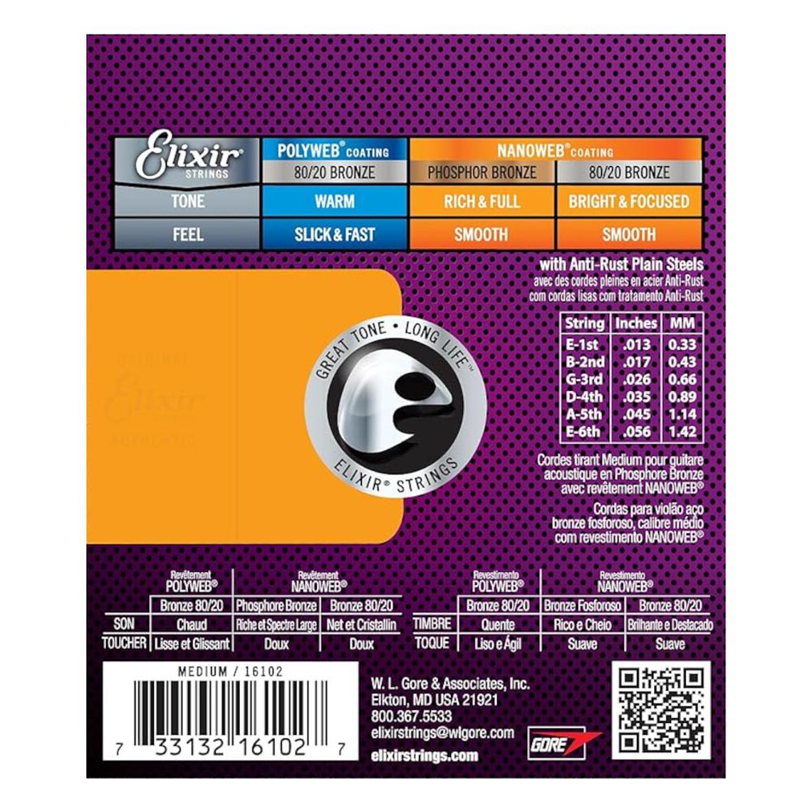 Cuerdas para guitarra acustica Elixir 16102 2