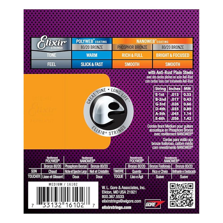 Cuerdas para guitarra acustica Elixir 16102 2