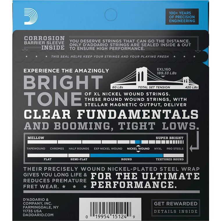 Cuerdas para bajo D'Addario EXL160 2