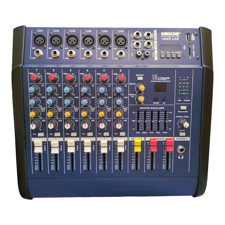 Mixer Amplificado 6 canales Mekse uks6 USB 1