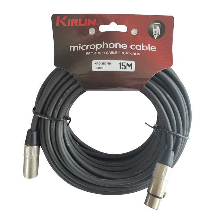 Cable Microfono XLR 15 mts Kirlin MPC-280-15M/BK 1