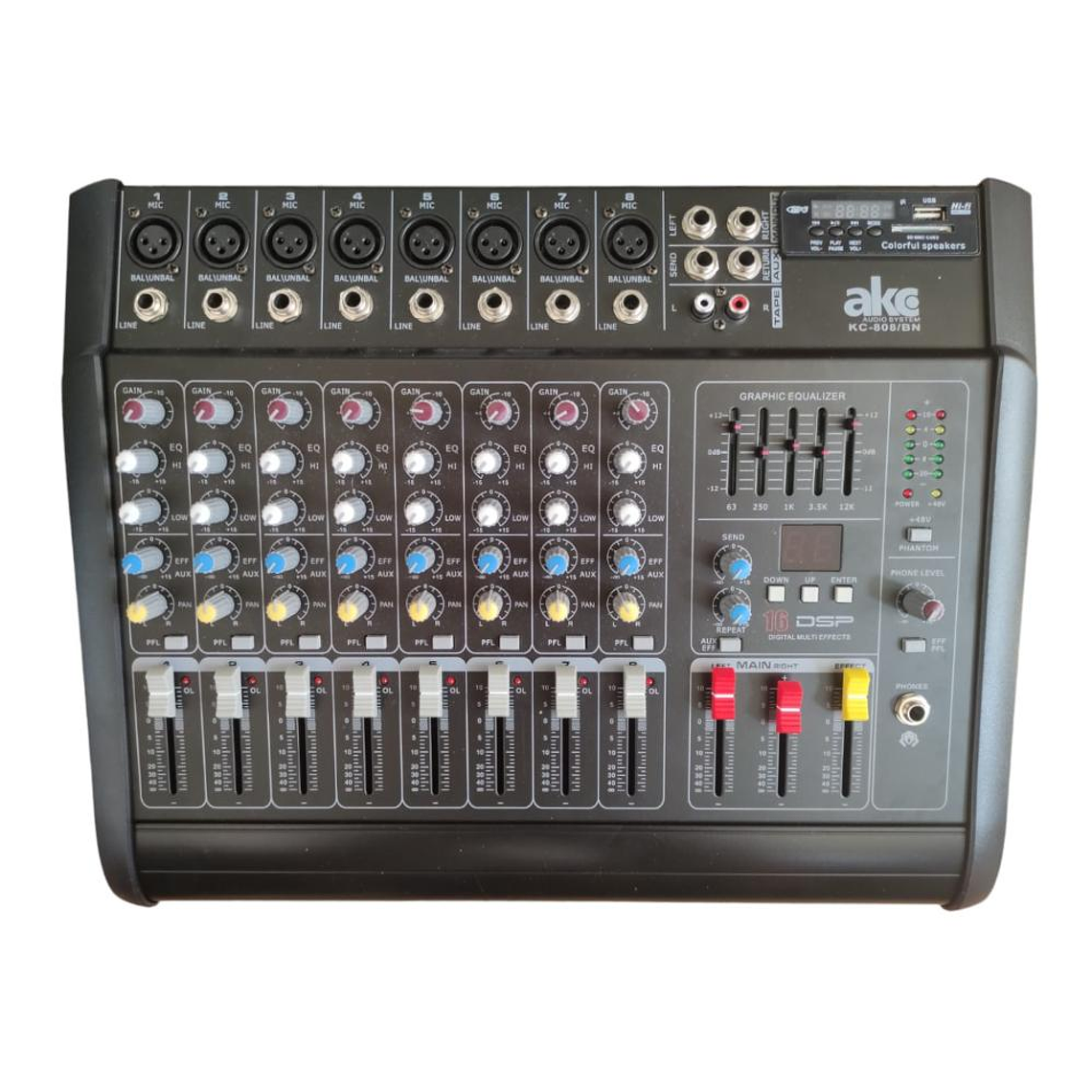 Mixer Amplificado 8 canales AKC KC-808/BN 1