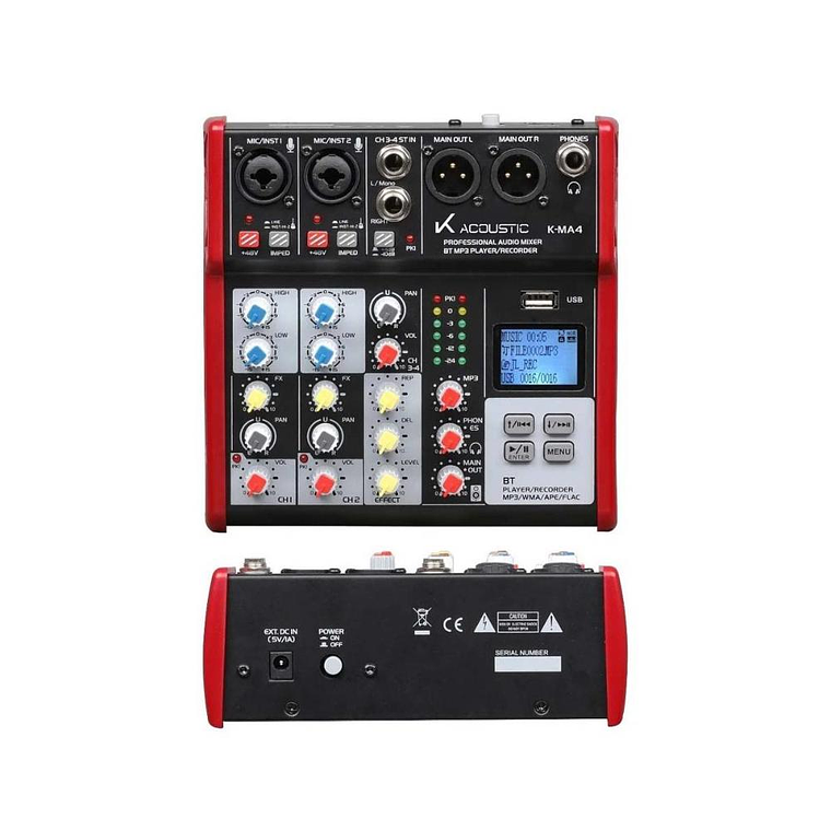 Mixer Analogo 4 canales USB K-Acoustic K-MA4 1