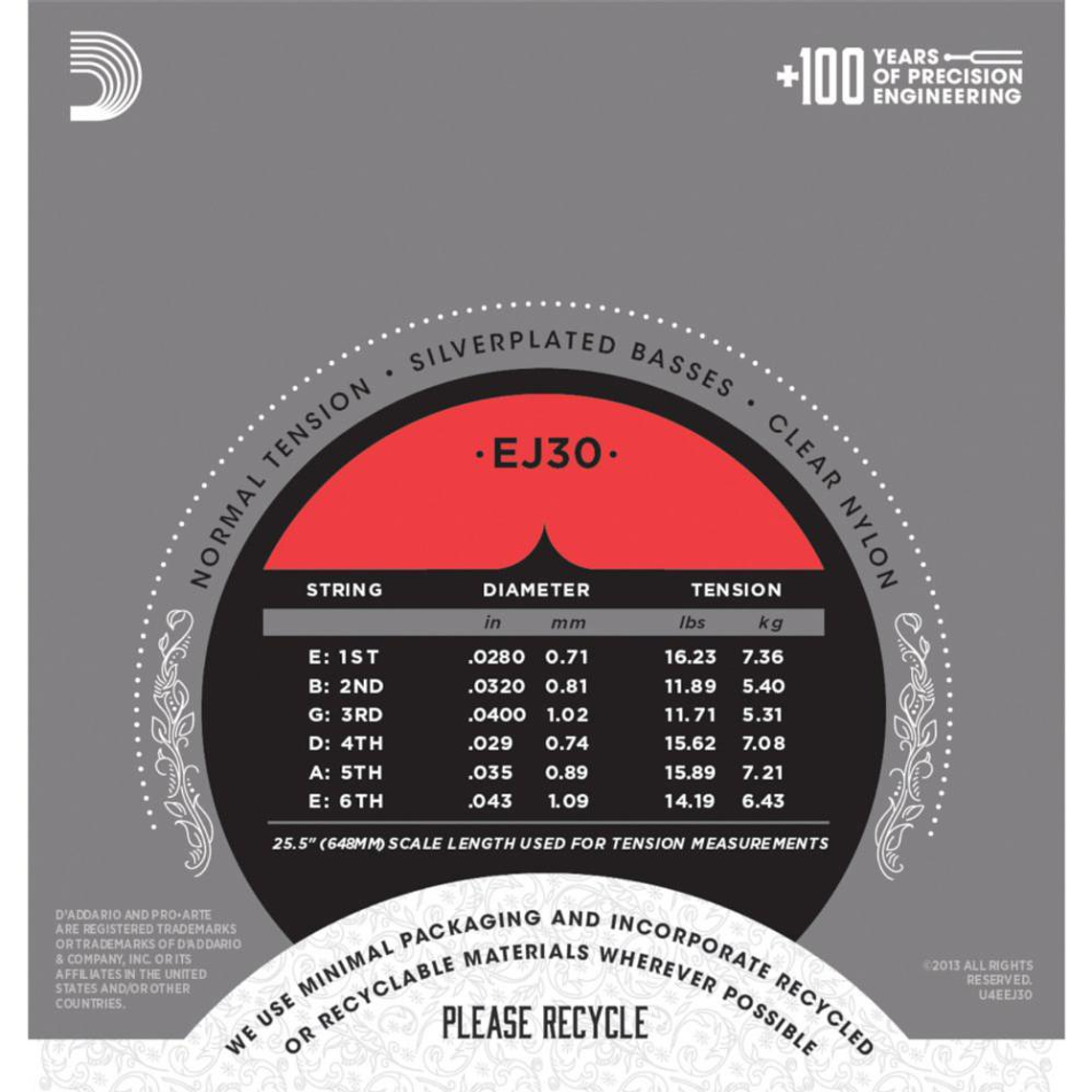 Cuerdas para guitarra clasica D'Addario EJ30 2