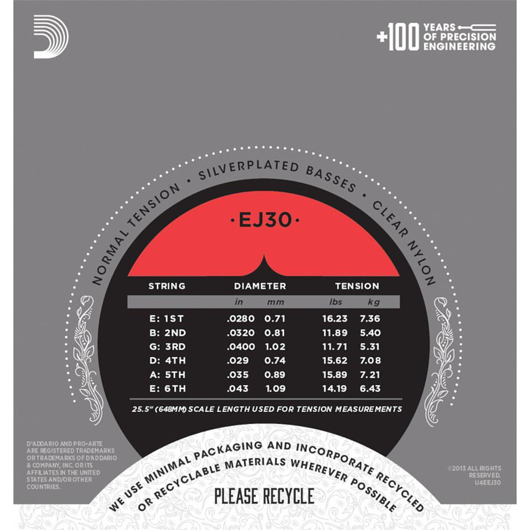 Cuerdas para guitarra clasica D'Addario EJ30 2