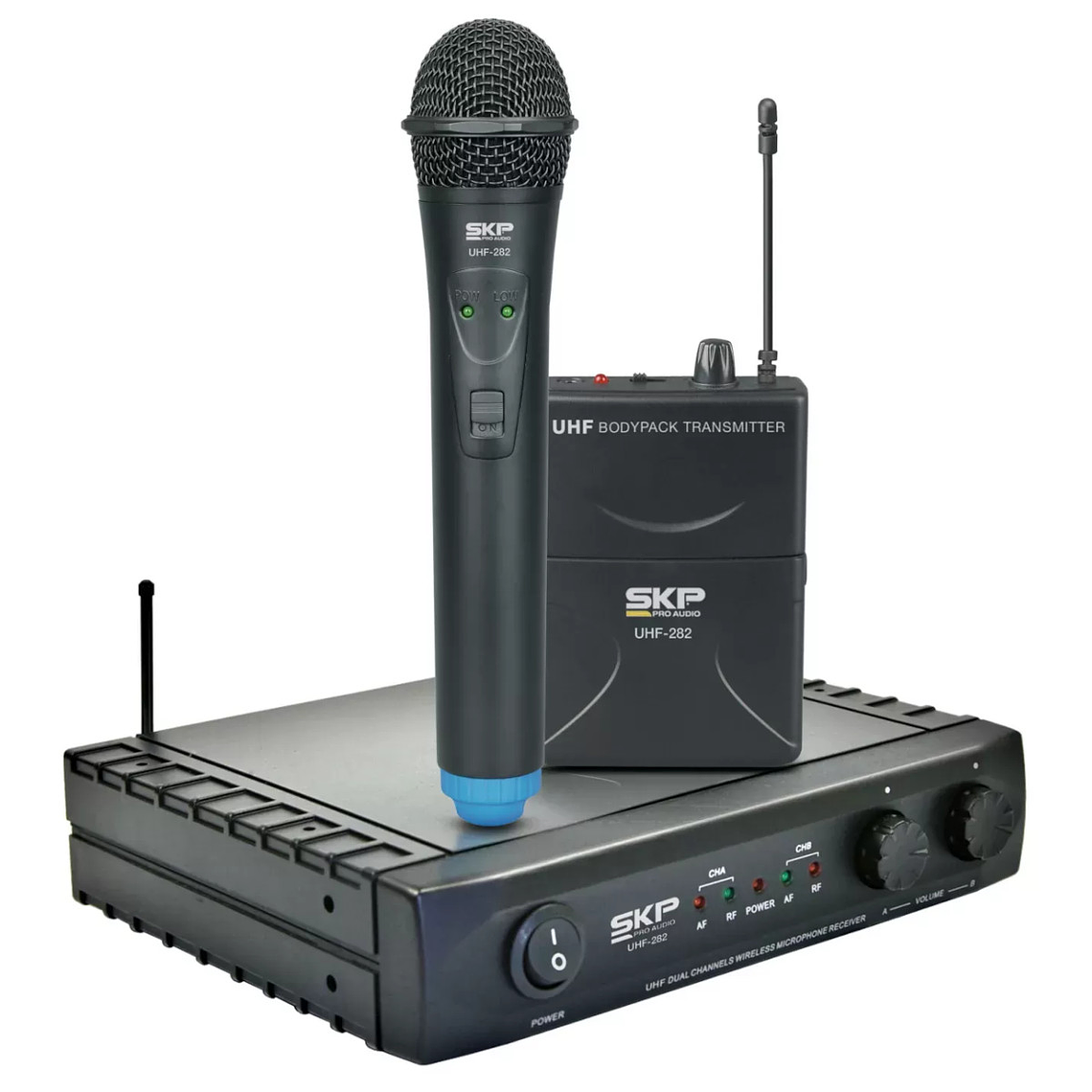 Set de Micrófonos Inalámbricos 3X SKP UHF-282 2