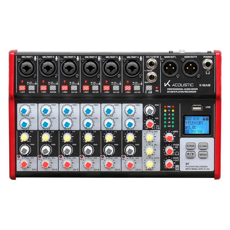 Mixer Analogo 8 canales USB K-Acoustic K-MA8 1