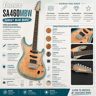 Guitarra Electrica Ibanez SA460MBW Sunset Blue Burst