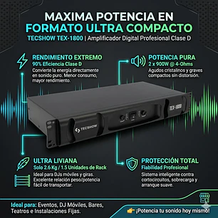 Amplificador de Potencia Tecshow TEX-1800