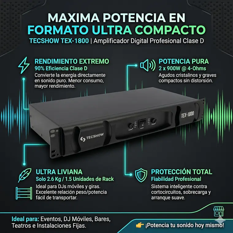 Amplificador de Potencia Tecshow TEX-1800 2