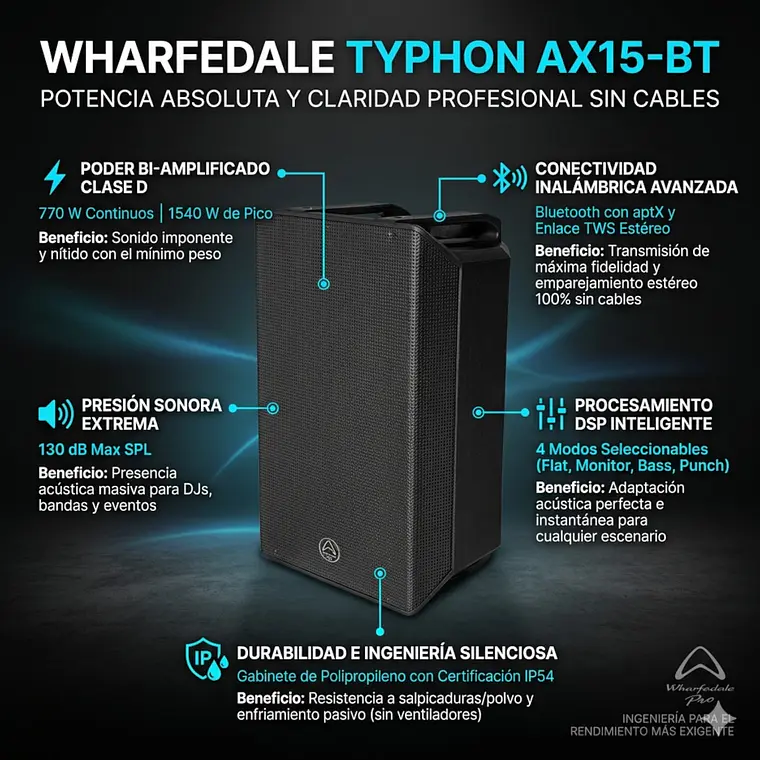 Caja Activa Wharfedale Typhon AX15-BT 2