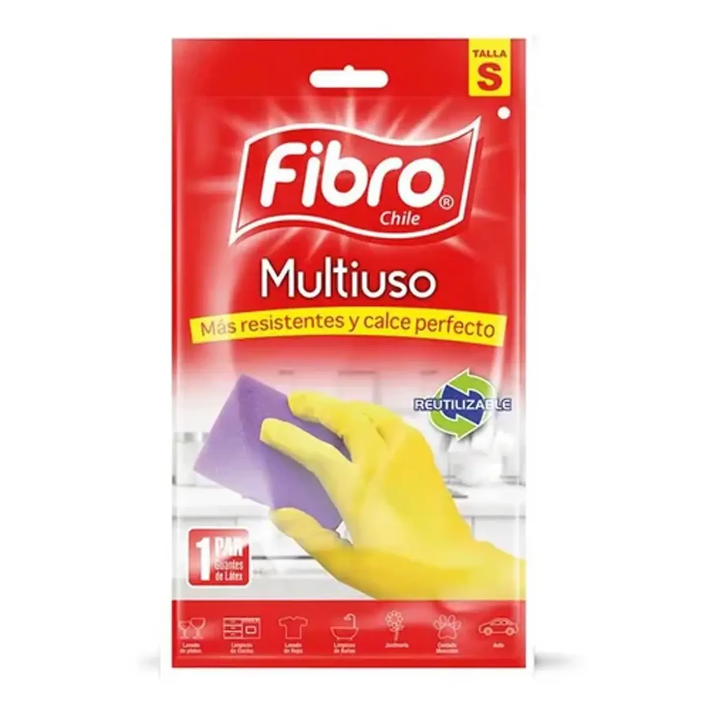 Guante Multiuso Amarillo Talla S Fibro 1