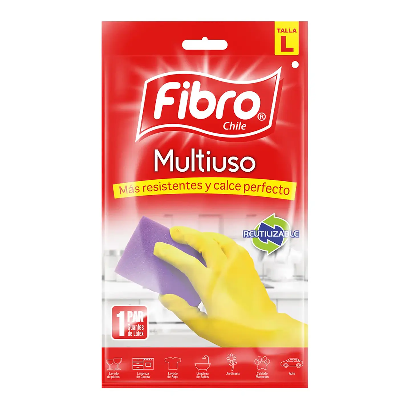Guante Multiuso Amarillo Talla L Fibro 1