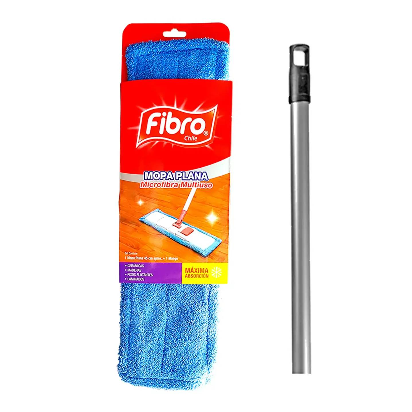 Set de mopa plana de microfibra 45 cm Fibro para pisos delicados 1
