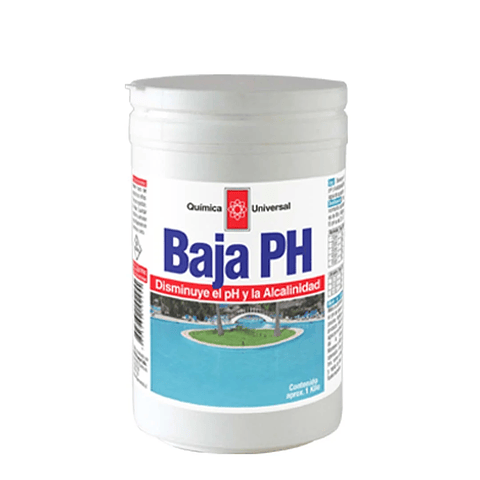 Baja pH y Alcalinidad - Química Universal - 1 kg - Reductor de pH para Piscina en Polvo Granulado - Minorador de pH