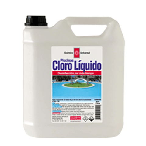 Cloro Líquido para Piscinas - Química Universal - 10 Lts - Hipoclorito de Sodio 55 g/l - Desinfectante de Acción Rápida