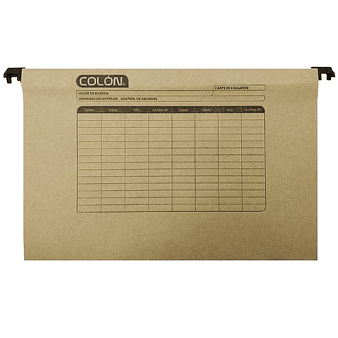 Colón - Pack de 25 Carpetas Colgantes Kraft, Tamaño Oficio - Archivo Vertical