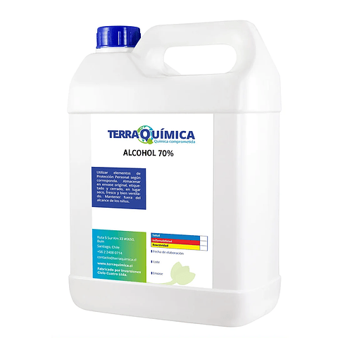 Alcohol Desnaturalizado al 70% Terraclin 5 Lts - Grado Industrial