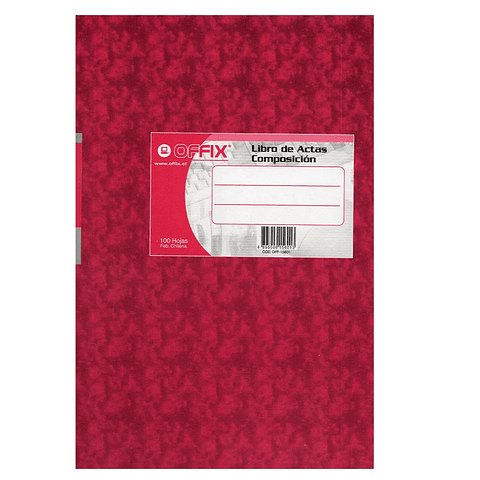 Offix - Libro de Actas de 100 Hojas Foliadas, Tapa Dura - 33 x 22 cm (Formato Oficio)