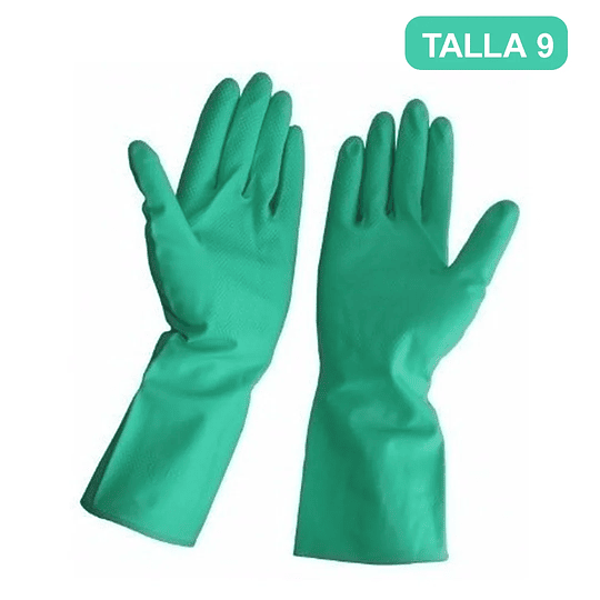 Guante de Nitrilo Flocado Verde Talla 9